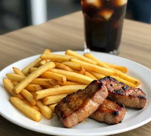 Grilled Sliced Pork Peri Peri (3 Pcs,Dry) + Fries + Cold Drinks(250Ml)
