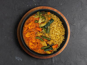 Soya Chaap Tikka Masala With Brown Rice And Sauteed Veggies