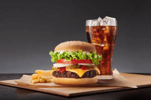 Veg Burger With French Fries With Cold Drink