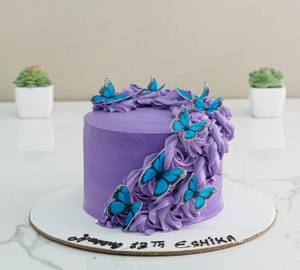 Chocolate Purple Butterfly Design Cake