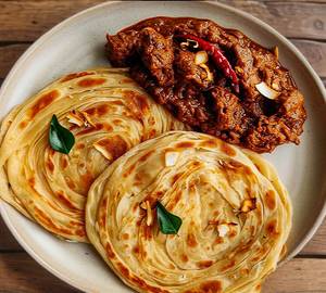 Two parotta with beef fry