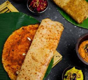Garlic kal dosa [2] + chutney and sambar
