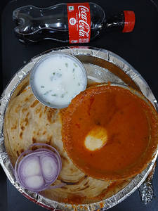 Andhra Egg Curry + 2 Malabar Paratha + Coke