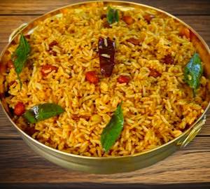 Puliyodharai Rice with Appalam