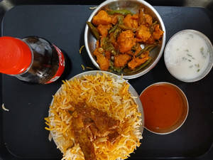Chicken Fry Biryani + Chicken-65 + Coke
