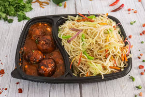 Veg Chowmein With Veg Manchurian