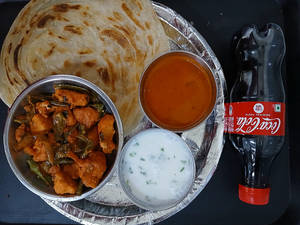 Andhra Chicken-65 + 2 Pcs Malabar Paratha + Coke