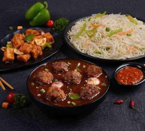 Veg Hakka Noodles and Veg Manchurian Gravy with chilly paneer Dry