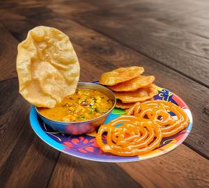 Puri-Sabji with Kesariya Desi Ghee Jalebi