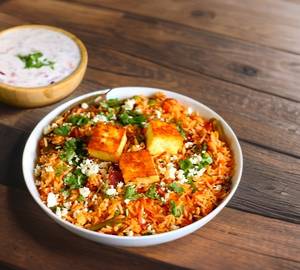 Paneer pulao with veg chucambar
