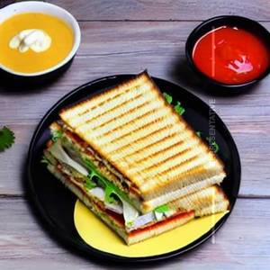 Punjabi corn paneer club cheese sandwich