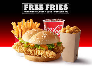 Fiery Burger and Popcorn Meal + Free Fries