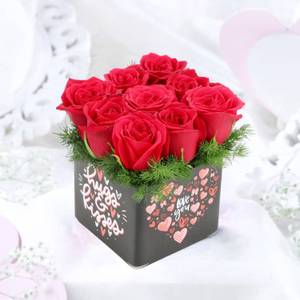 9 Red Roses In Love You Sticker Vase