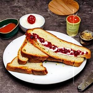 Bread butter jam toast