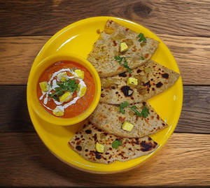 Paneer Paratha + Mushroom Masala