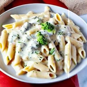 Chicken penne alfredo pasta white sauce