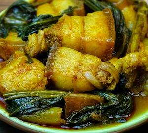 Pork with mustered grren