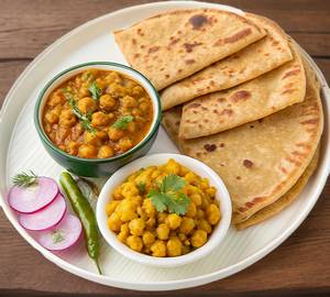 Chole And 2 Aloo Paratha With Achar