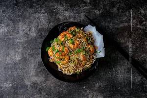 Pan Fried Noodles Prawns