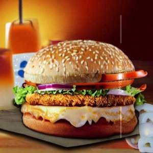 Schezwan Chicken Cheese Burger
