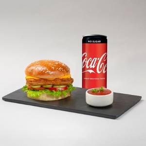 Spicy Chicken Burger With Coke Zero Can