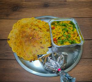 Besan Onion Chilla + Poha + Butter Milk