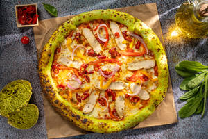 Spinach Sourdough Flame Grilled Chicken Pizza