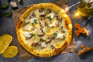 Turmeric Sourdough Mushroom with Truffle Oil Pizza