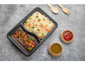 Classic Veg Fried Rice + Cauliflower Manchurian Gravy