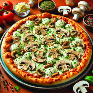 Cheesy Tandoori Mushroom Pizza