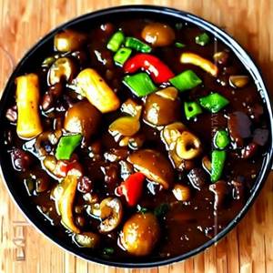 Baby Corn Mushroom & Veg In Hot Black Bean Sauce Dry