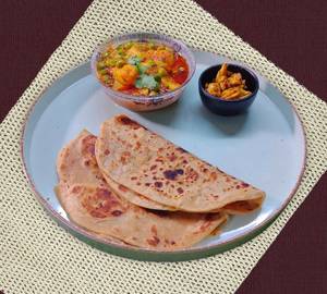 2 Plain Paratha With Sabji And Pickle