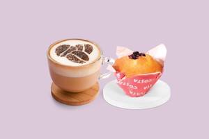 Hot Cappuccino (Regular) & Blueberry Blast Muffin