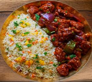 Mix fried rice with chilli chicken combo
