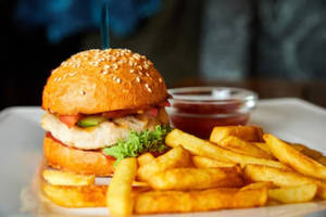 Chicken Tikka Burger And French Fries Box
