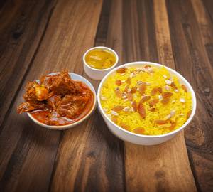 Kashmiri Pulao/Basanti Pulao/Peas Pulao+Chicken Kosha [2 Pieces]