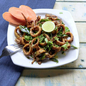 Squid Bondas Pepper Fry