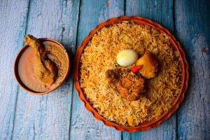 Chicken Egg Biryani with Chicken Chaap