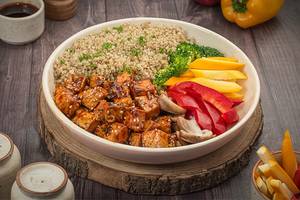 High Protein Paneer Teriyaki, Sautee Vegetables With Quinoa