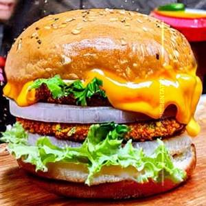 Cheese Egg Aloo Tikki Burger