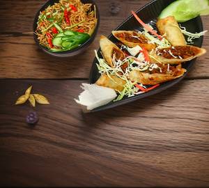 Noodles and spring roll