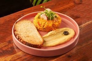 Spicy Couscous Upma With Hummus