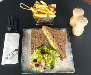 Avocado And Bell Pepper Sandwich On Rye Bread Toast