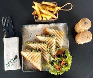 Melted Spinach And Corn Sandwich On White Toast