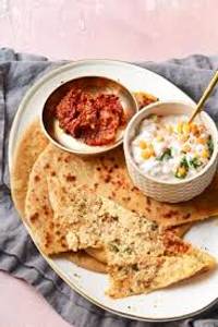 Paneer Paratha With Curd