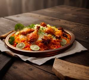 Chicken Hyderabadi Dum Biryani 650ml (Raita And Salan) b.p