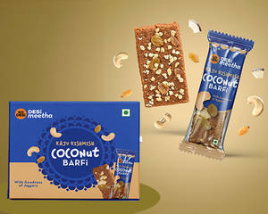 Kaju & Kishmish Coconut Burfi - 8 Pcs