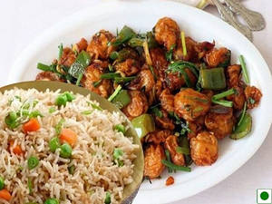 Chilli Mushroom And Fried Rice