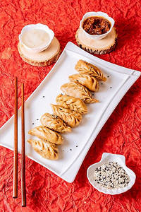 Whole Wheat Pan Fried Veg Sampler Dumpling (Wheat Momos) [8 Pieces]