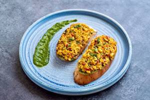 Paneer Bhurji Open Face Sandwich